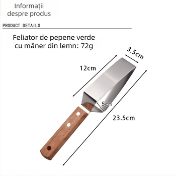 Feliator de pepene cu mâner din lemn, tăietor din oțel inoxidabil