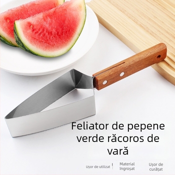 Tăietor din oțel inoxidabil pentru pepeni – instrument pentru tăiere în cuburi a pepenilor, cantaloup și honeydew, formă triunghiulară