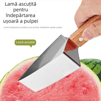 Tăietor din oțel inoxidabil pentru pepeni – instrument pentru tăiere în cuburi a pepenilor, cantaloup și honeydew, formă triunghiulară