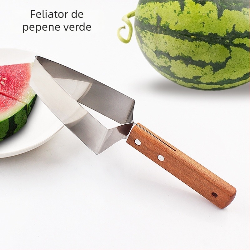 Tăietor din oțel inoxidabil pentru pepeni – instrument pentru tăiere în cuburi a pepenilor, cantaloup și honeydew, formă triunghiulară