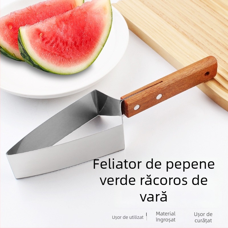 Tăietor din oțel inoxidabil pentru pepeni – instrument pentru tăiere în cuburi a pepenilor, cantaloup și honeydew, formă triunghiulară