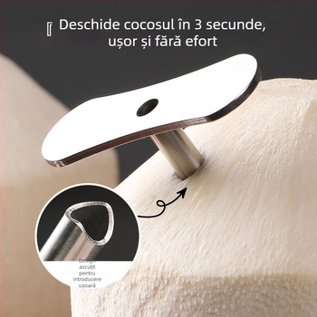 Deschizător de nuci de cocos din oțel inoxidabil — cuțit de tăiere, instrument reutilizabil pentru deschiderea cojii nucilor de cocos tinere