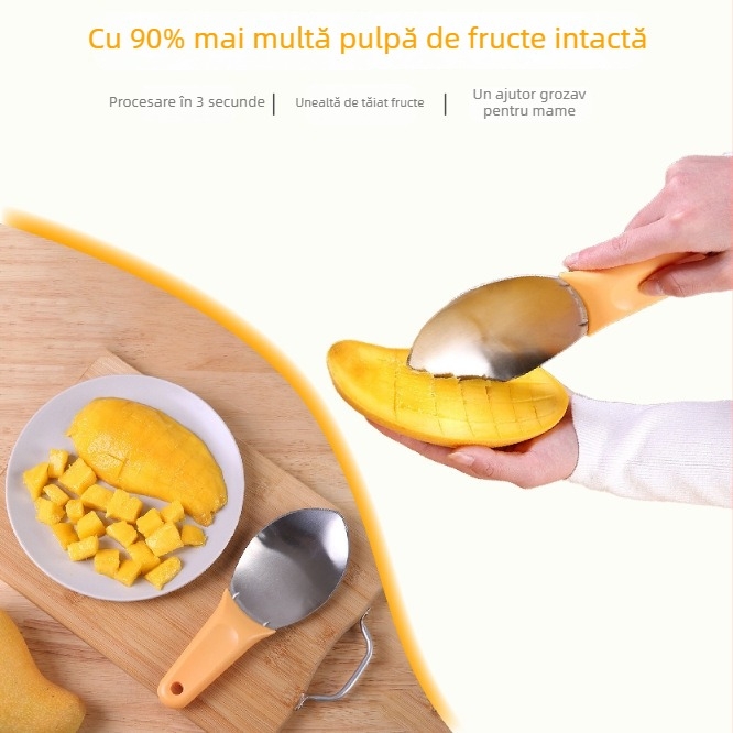 Unelte multifuncționale pentru mango: scoaterea pulpei, tăierea în cuburi a fructelor, linguriță pentru fructe, tăierea pepenilor în bucăți