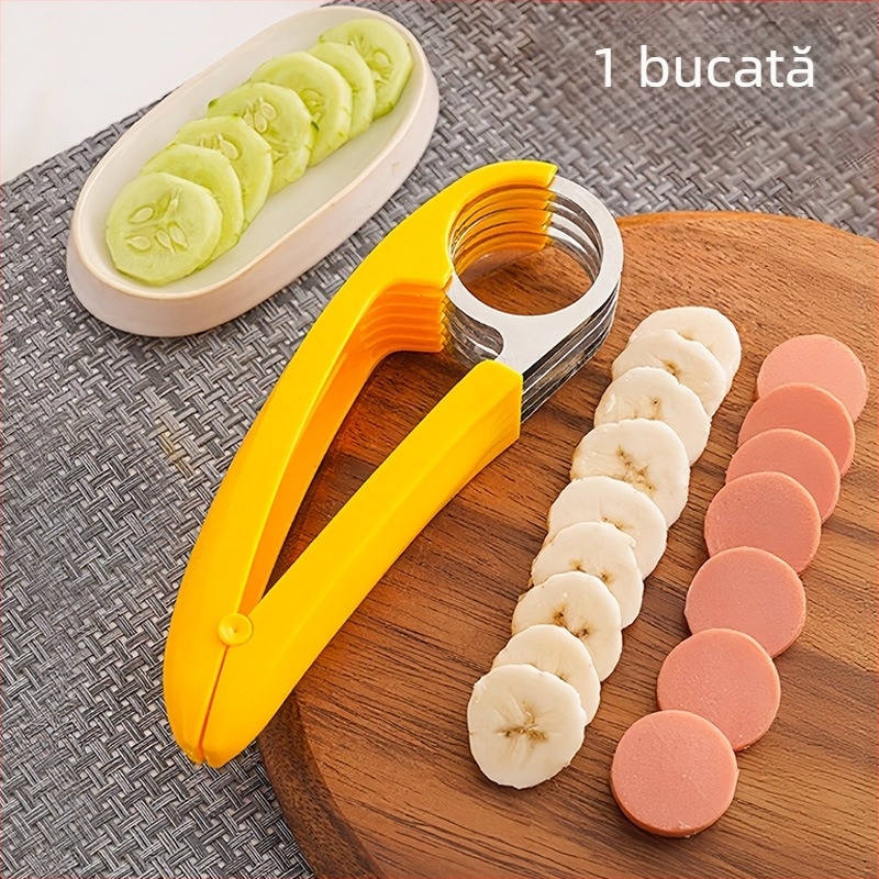 Tăietor de banane din oțel inoxidabil, clips pentru șuncă și cârna, separator de fructe, cuțit multifuncțional creativ, instrument de tăiere pepene