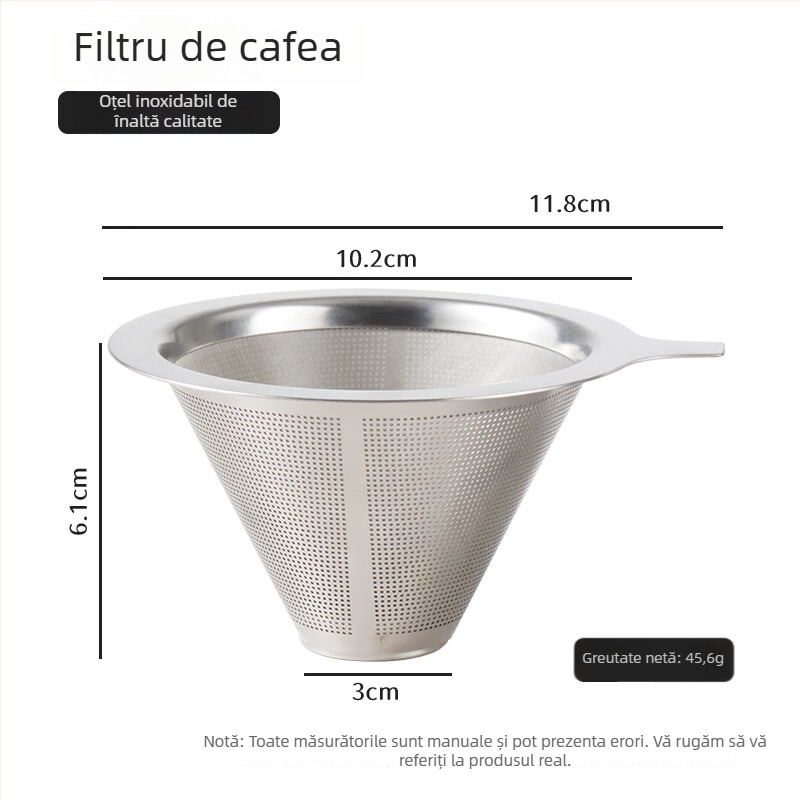 Filtru de cafea din oțel inoxidabil pentru pour-over, reutilizabil, fără hârtie, filtru cu plasă 800