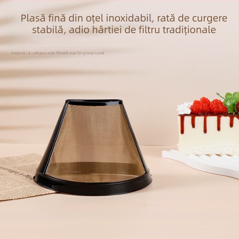 Filtru de cafea din oțel inoxidabil pentru pour-over, filtru metalic reutilizabil, fără filtru de hârtie