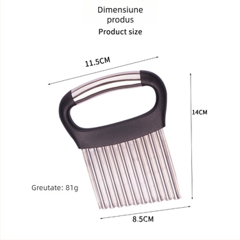 Cuțit din oțel inoxidabil cu lamă ondulată pentru cartofi, pentru a tăia cartofi prăjiți – ustensilă de bucătărie