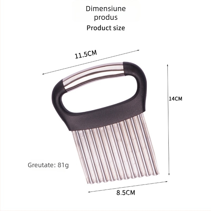 Cuțit din oțel inoxidabil cu lamă ondulată pentru cartofi, pentru a tăia cartofi prăjiți – ustensilă de bucătărie
