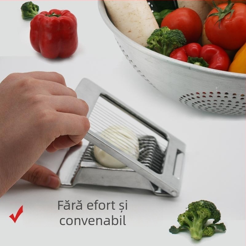 Feliator de ouă pătrat din aluminiu, cu fir din oțel inoxidabil 304 – unealtă creativă de bucătărie pentru felierea ouălor și a legumelor