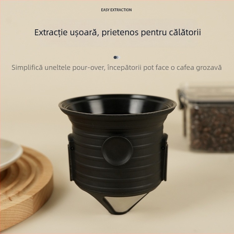Filtru de cafea din oțel inoxidabil, mare, portabil, pliabil, cu sită – pentru preparare prin turnare, fără filtru de hârtie