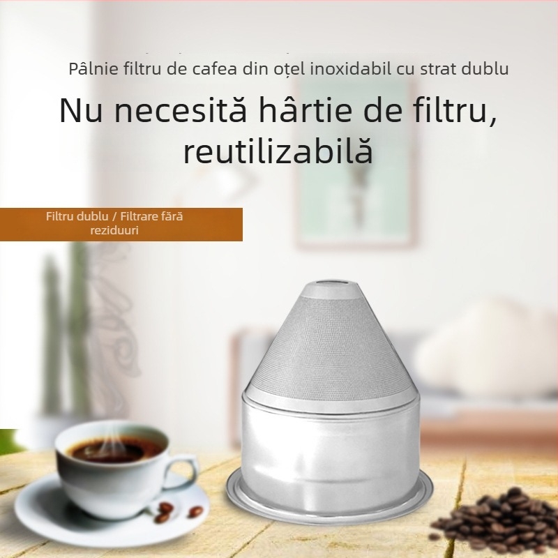 Filtru de cafea din oțel inoxidabil 304, filtru metalic pentru ibric de cafea, fără filtru de hârtie, portabil, stil ușor luxos