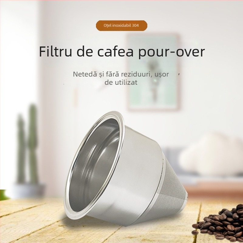 Filtru de cafea din oțel inoxidabil 304, filtru metalic pentru ibric de cafea, fără filtru de hârtie, portabil, stil ușor luxos