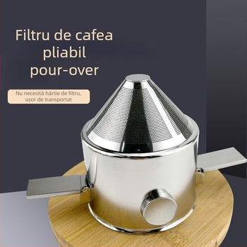 Filtru de cafea din oțel inoxidabil Little Angel, portabil, reutilizabil, fără filtru de hârtie, pentru cafea în aer liber