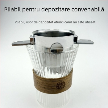 Filtru de cafea din oțel inoxidabil Little Angel, portabil, reutilizabil, fără filtru de hârtie, pentru cafea în aer liber