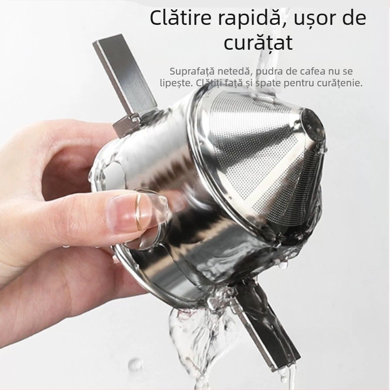 Filtru de cafea din oțel inoxidabil Little Angel, portabil, reutilizabil, fără filtru de hârtie, pentru cafea în aer liber