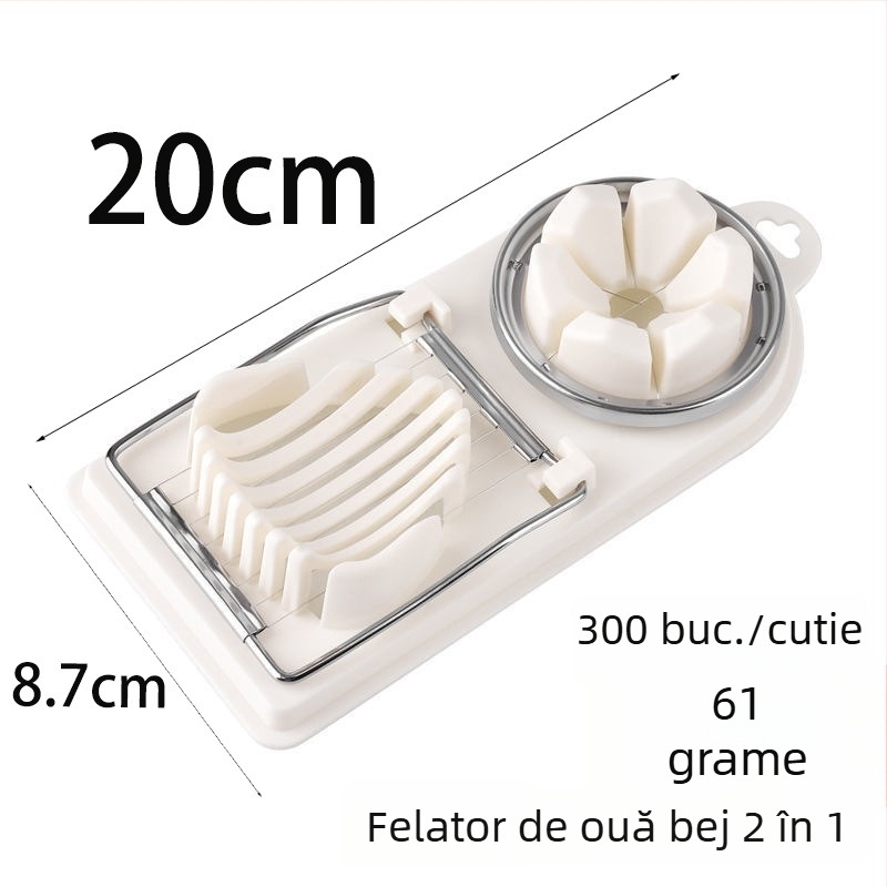 Tăietor de ouă 2‑în‑1, multifuncțional, din oțel inoxidabil, pentru uz casnic
