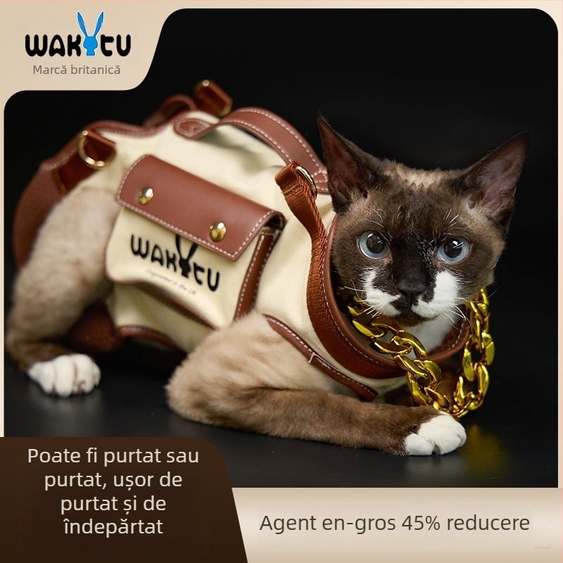 Wakytu Lesă din pânză respirabilă pentru pisici și câini, Curea de umăr cross-body, Portabilă