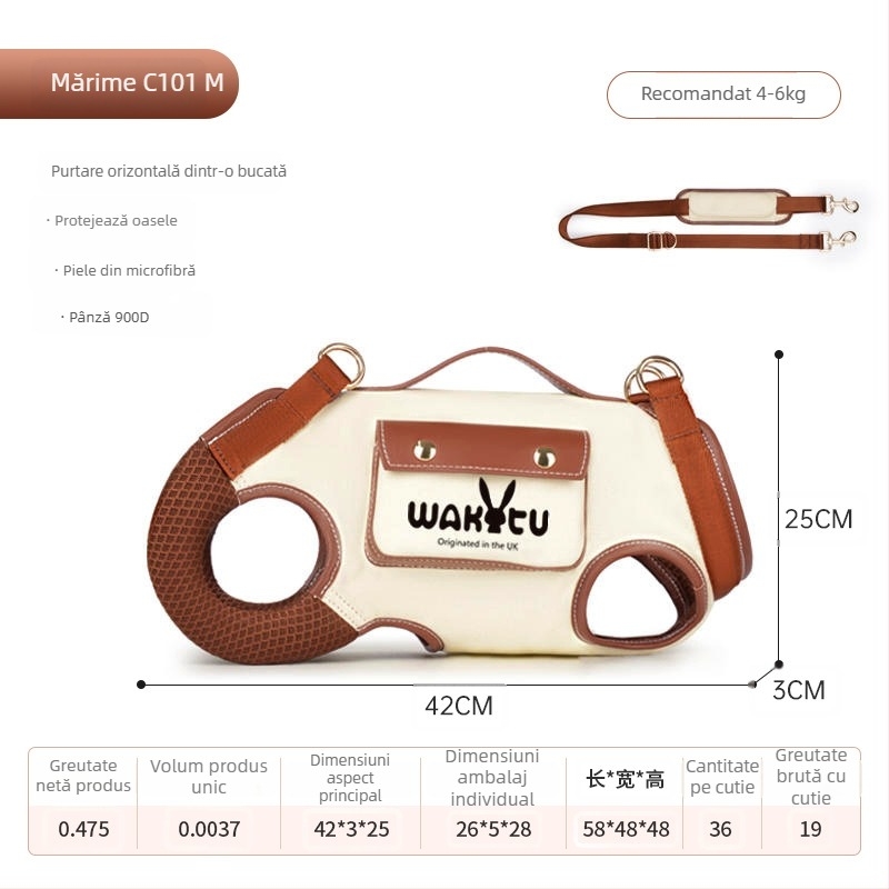 Wakytu Lesă din pânză respirabilă pentru pisici și câini, Curea de umăr cross-body, Portabilă
