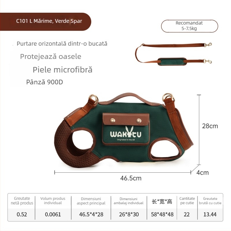 Wakytu Lesă din pânză respirabilă pentru pisici și câini, Curea de umăr cross-body, Portabilă