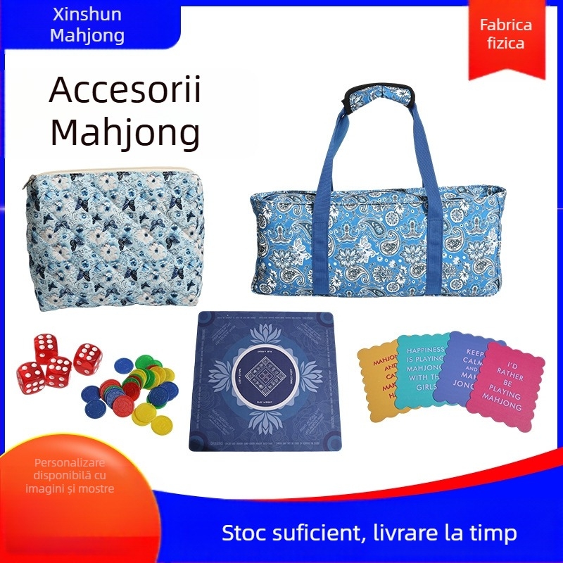 Sac de depozitare pentru mahjong, pliabil, cu capacitate mare pentru accesorii, jetonuri și zaruri