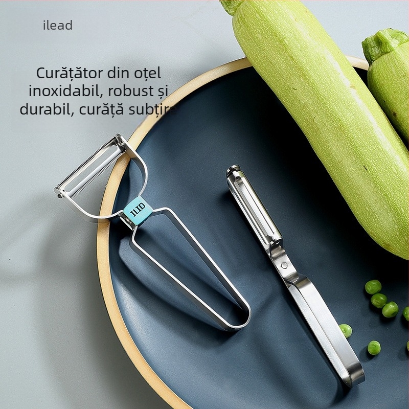 Alude decojitor din oțel inoxidabil pentru fructe și legume – multifuncțional, feliere în fâșii (julienne) și răzuit pentru cartofi