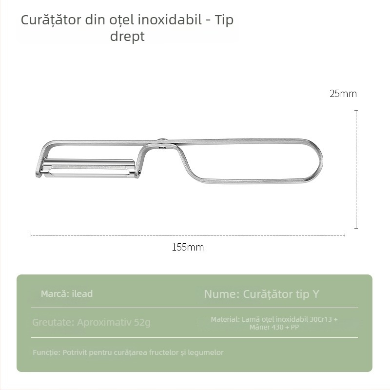 Alude decojitor din oțel inoxidabil pentru fructe și legume – multifuncțional, feliere în fâșii (julienne) și răzuit pentru cartofi