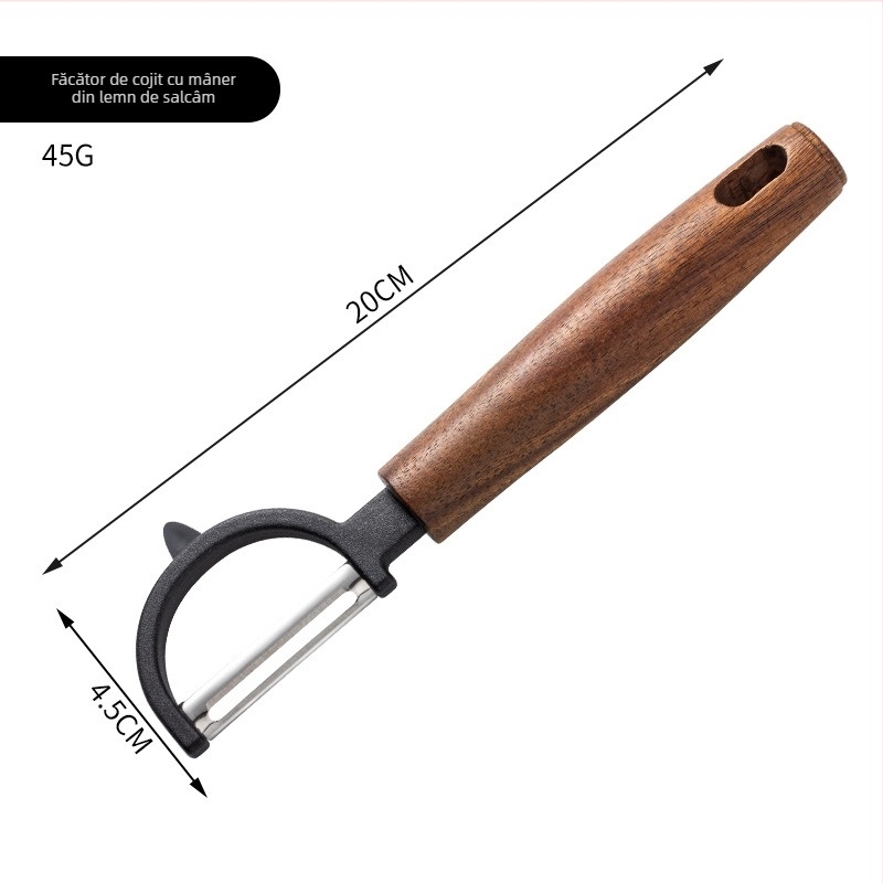 Cuțit de decojit din oțel inoxidabil cu mâner din lemn de acacia — multifuncțional pentru fructe și legume, răzuitor pentru cartofi