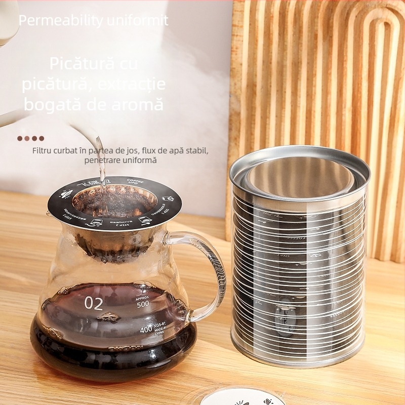 Yan Jie filtru de cafea UFO, hârtie pentru pour-over și drip coffee, filtru pentru cafea măcinată, pungă UFO drip în conservă