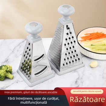 Rindea din oțel inoxidabil cu patru fețe, multifuncțională pentru legume, cartofi, ghimbir și usturoi