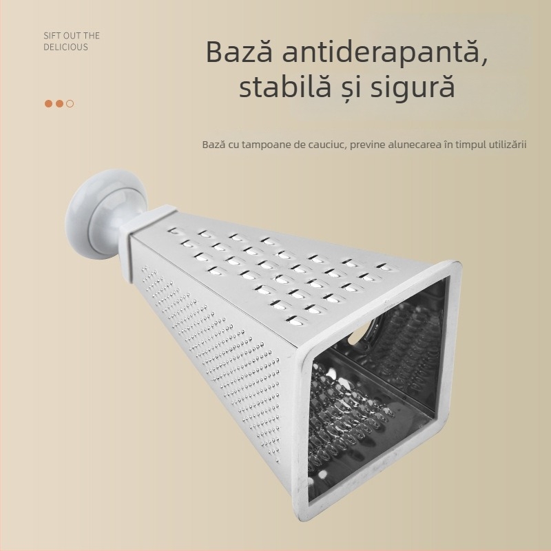 Rindea din oțel inoxidabil cu patru fețe, multifuncțională pentru legume, cartofi, ghimbir și usturoi