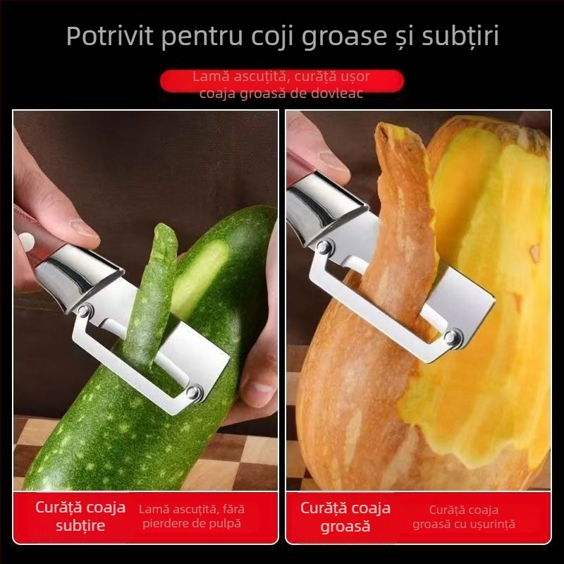 Cuțit de decojit fructe, lamă din oțel inoxidabil, mâner PP – unealtă de bucătărie multifuncțională pentru acasă și utilizare profesională