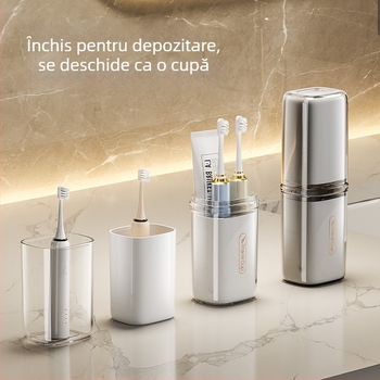 Suport pentru periuțe de dinți cu pahar pentru pastă de dinți și apă de gură, din plastic, pentru călătorii și utilizare acasă