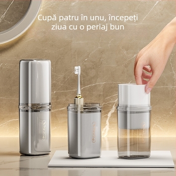 Suport pentru periuțe de dinți cu pahar pentru pastă de dinți și apă de gură, din plastic, pentru călătorii și utilizare acasă