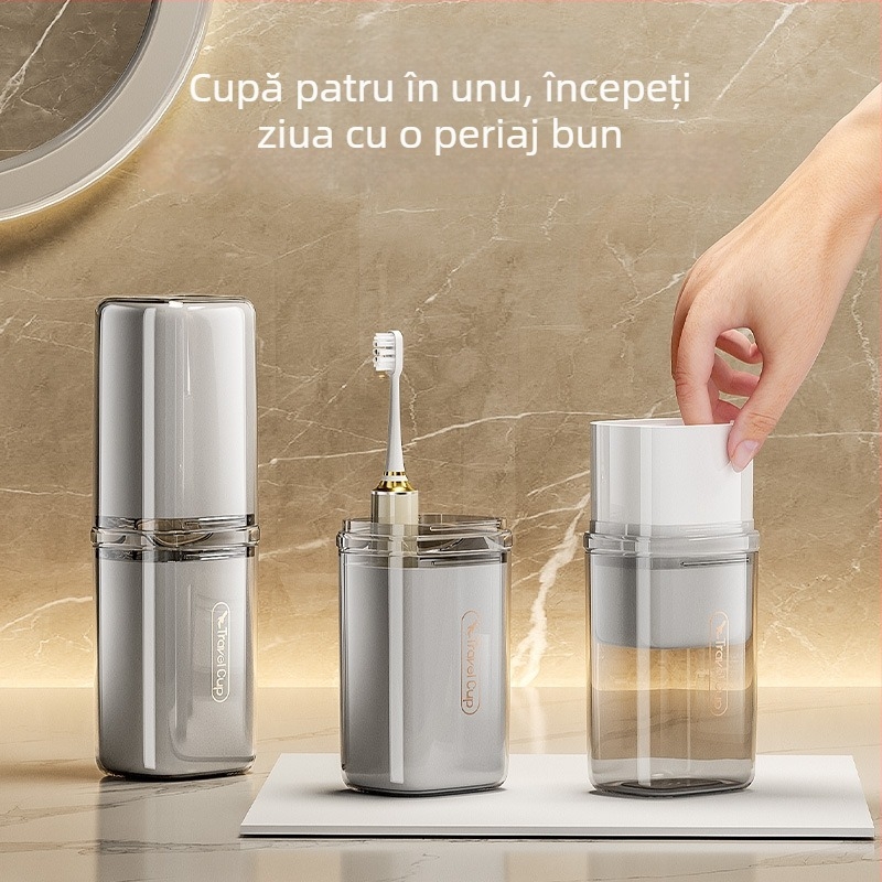 Suport pentru periuțe de dinți cu pahar pentru pastă de dinți și apă de gură, din plastic, pentru călătorii și utilizare acasă