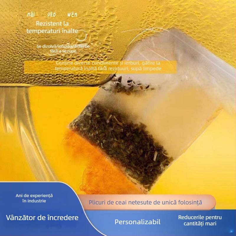 Pungi filtre de ceai, pentru infuzare și supe; material textil nețesut, separare a reziduurilor