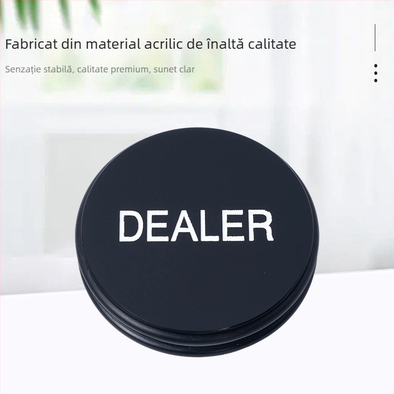 Chipuri dealer pentru Texas Hold'em cu logo de dealer, diametru 3 inci