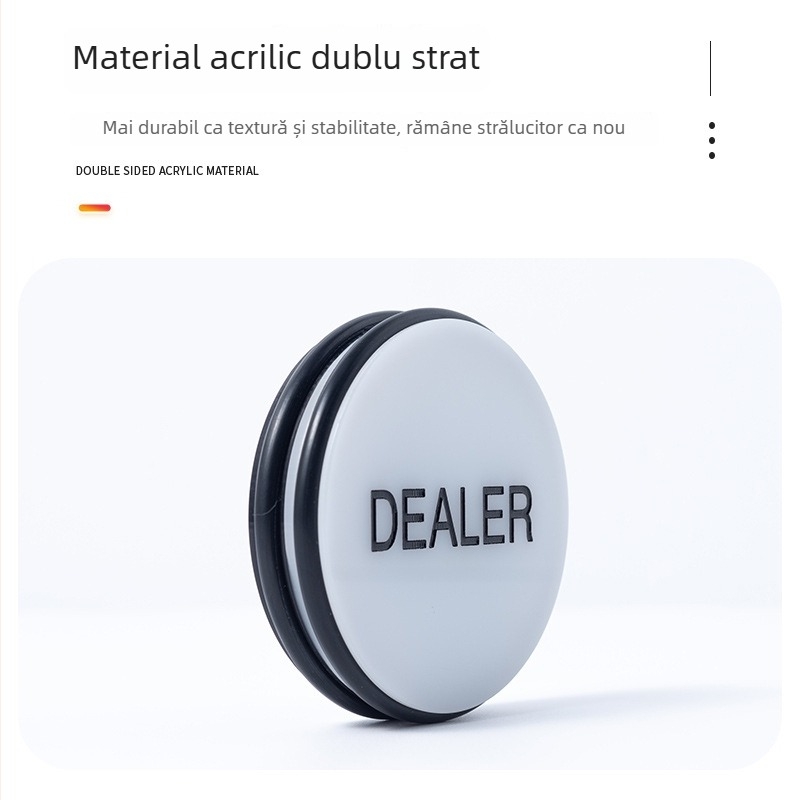 Chipuri dealer pentru Texas Hold'em cu logo de dealer, diametru 3 inci
