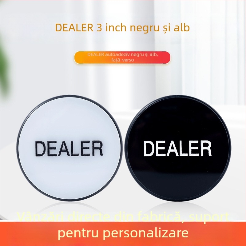 Chipuri dealer pentru Texas Hold'em cu logo de dealer, diametru 3 inci