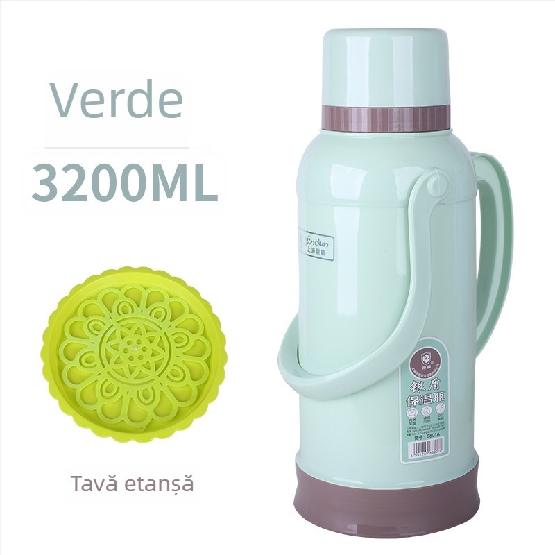 Termos izolat compact, stil retro, 3,2 L, portabil pentru eleve gimnaziu și liceu
