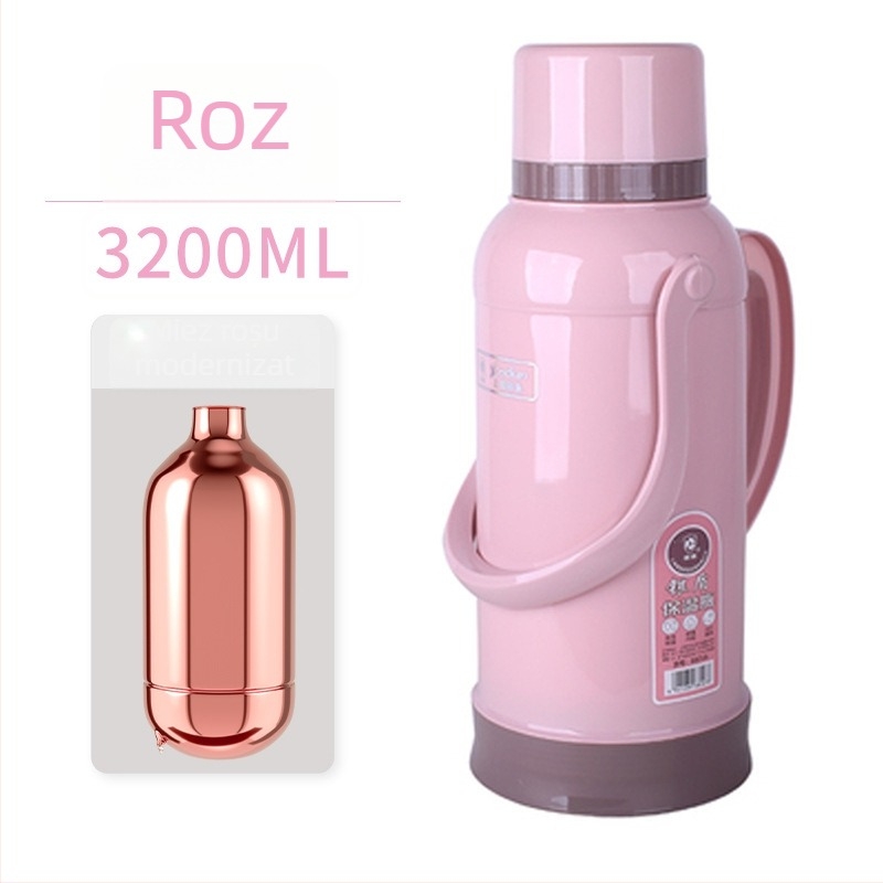 Termos izolat compact, stil retro, 3,2 L, portabil pentru eleve gimnaziu și liceu