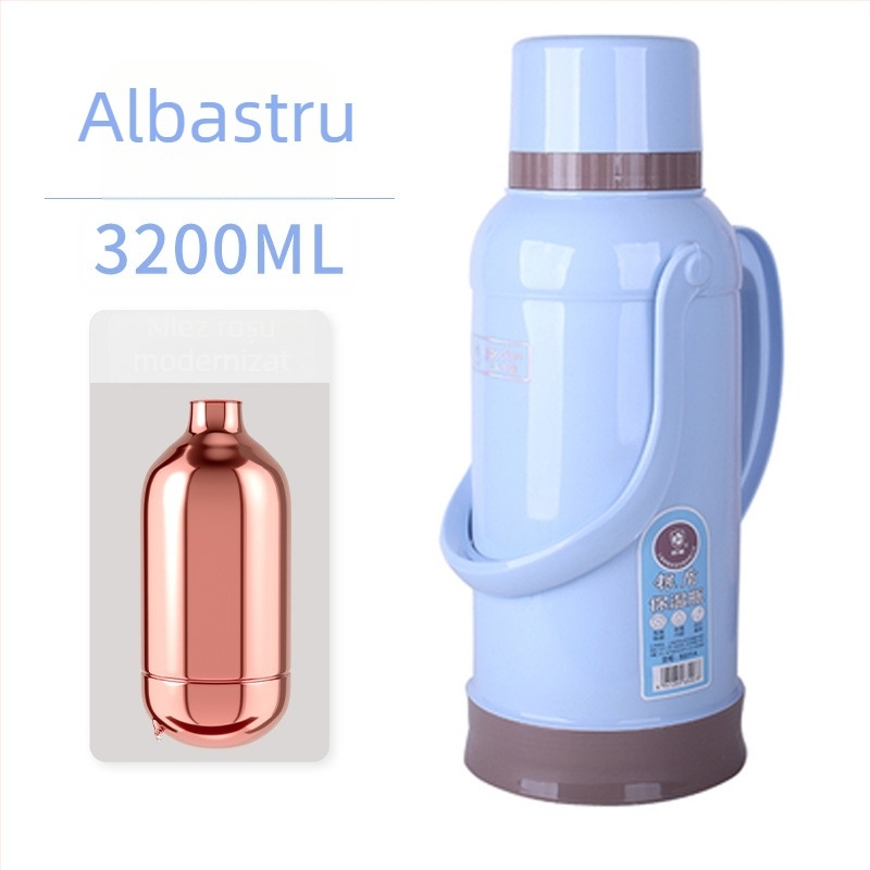 Termos izolat compact, stil retro, 3,2 L, portabil pentru eleve gimnaziu și liceu