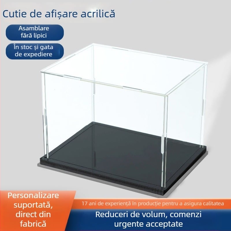 Cutie de afișare din acrilic pentru figurine – carcasă transparentă cu protecție împotriva prafului, 10×10×10 cm, 1 L, model jlc-41