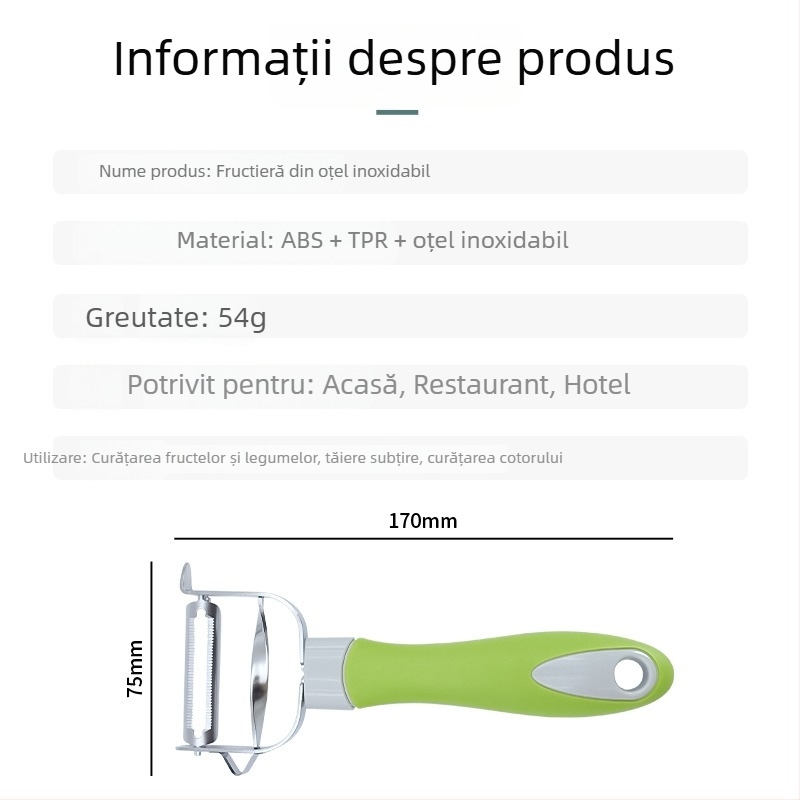Cuțit de curățare din oțel inoxidabil, multifuncțional – pentru mere și cartofi, fructe și legume