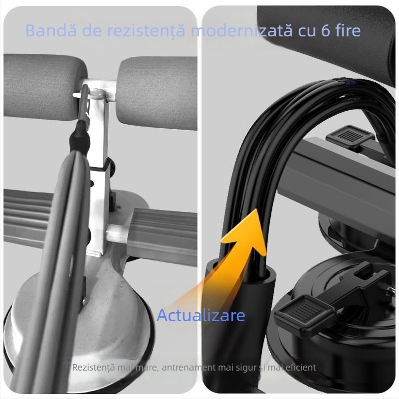 Dispozitiv de asistență pentru sit-up cu trei ventuze și benzi de rezistență