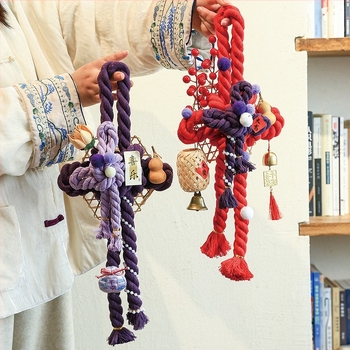 Pandantiv handmade cu nod chinezesc pentru ușă, decor interior DIY, din bumbac