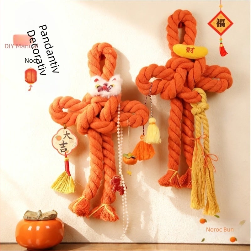 Pandantiv handmade cu nod chinezesc pentru ușă, decor interior DIY, din bumbac