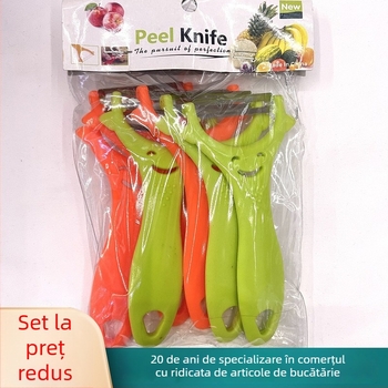 Peeler din oțel inoxidabil, mâner din plastic, cu față zâmbitoare – pentru fructe și legume
