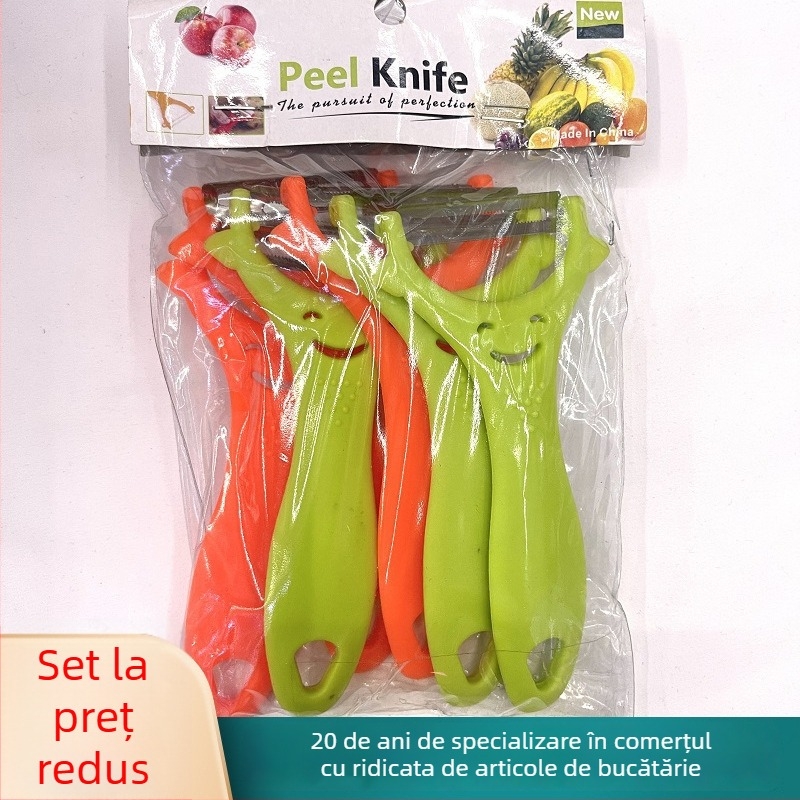 Peeler din oțel inoxidabil, mâner din plastic, cu față zâmbitoare – pentru fructe și legume