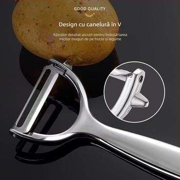 Peeler de bucătărie din oțel inoxidabil, multifuncțional, pentru uz casnic, potrivit pentru curățarea cartofilor, merelor și a altor fructe și legume.