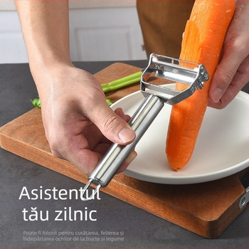 Peler din oțel inoxidabil cu două capete pentru fructe și cartofi – multifuncțional